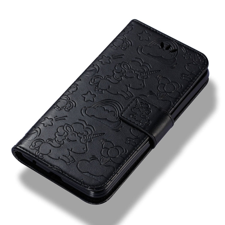 For LG K8 (2017) (EU Version) Pressed Horse Cloud Print Horizontal Flip Leather Case with Holder & Card Slots & Wallet & Lanyard