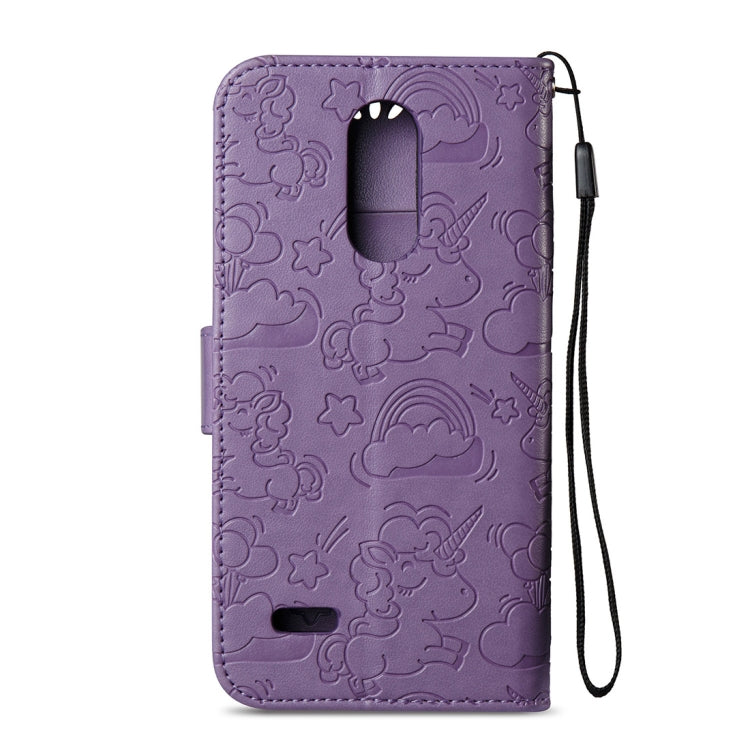 For LG K8 (2017) (EU Version) Pressed Horse Cloud Print Horizontal Flip Leather Case with Holder & Card Slots & Wallet & Lanyard