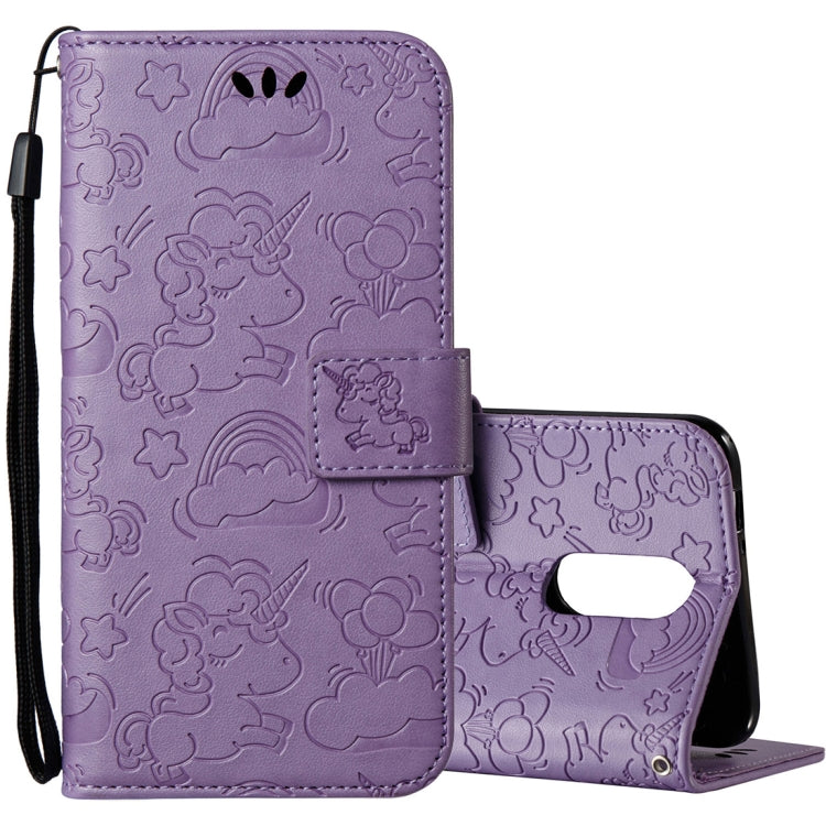 For LG K8 (2017) (EU Version) Pressed Horse Cloud Print Horizontal Flip Leather Case with Holder & Card Slots & Wallet & Lanyard