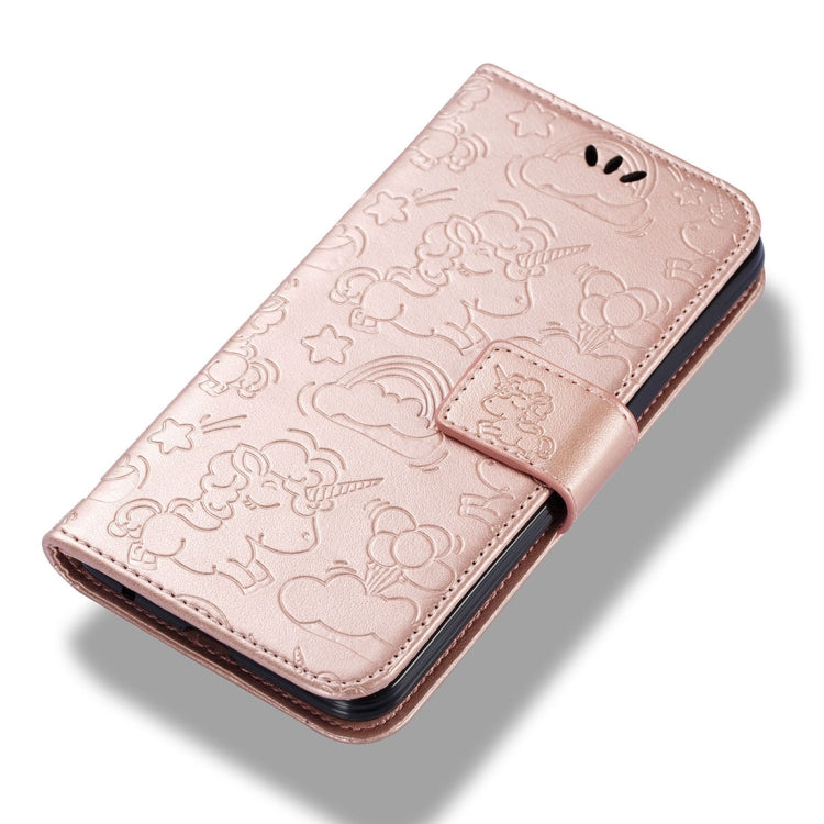 For LG K8 (2017) (EU Version) Pressed Horse Cloud Print Horizontal Flip Leather Case with Holder & Card Slots & Wallet & Lanyard