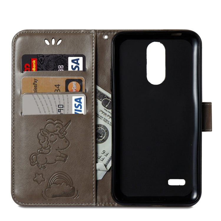 For LG K8 (2017) (EU Version) Pressed Horse Cloud Print Horizontal Flip Leather Case with Holder & Card Slots & Wallet & Lanyard