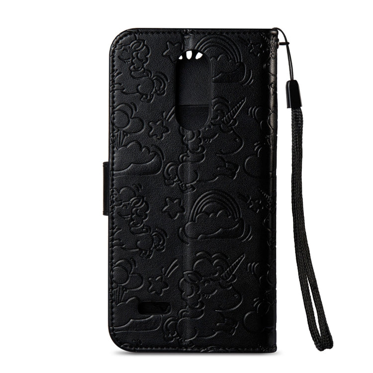 For LG K10 (2017) (EU Version) Pressed Horse Cloud Print Horizontal Flip Leather Case with Holder & Card Slots & Wallet & Lanyard