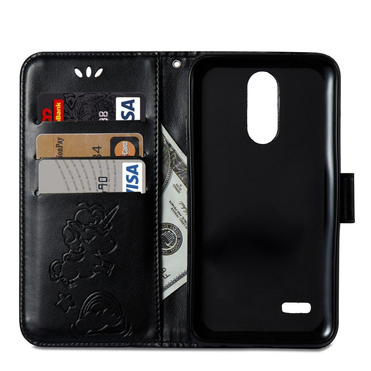 For LG K10 (2017) (EU Version) Pressed Horse Cloud Print Horizontal Flip Leather Case with Holder & Card Slots & Wallet & Lanyard