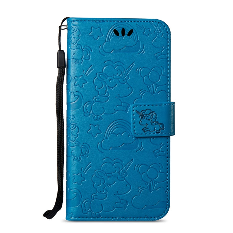 For LG K10 (2017) (EU Version) Pressed Horse Cloud Print Horizontal Flip Leather Case with Holder & Card Slots & Wallet & Lanyard
