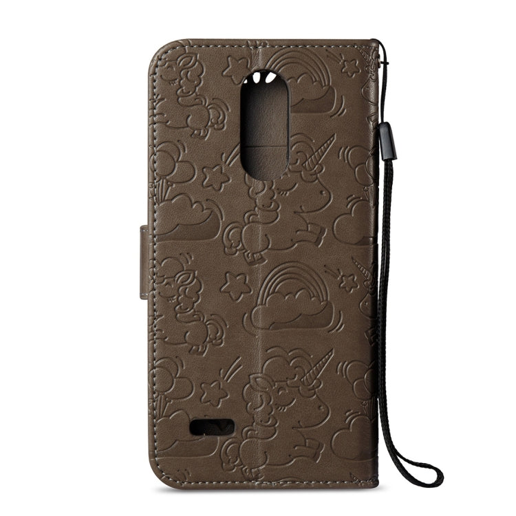 For LG K10 (2017) (EU Version) Pressed Horse Cloud Print Horizontal Flip Leather Case with Holder & Card Slots & Wallet & Lanyard