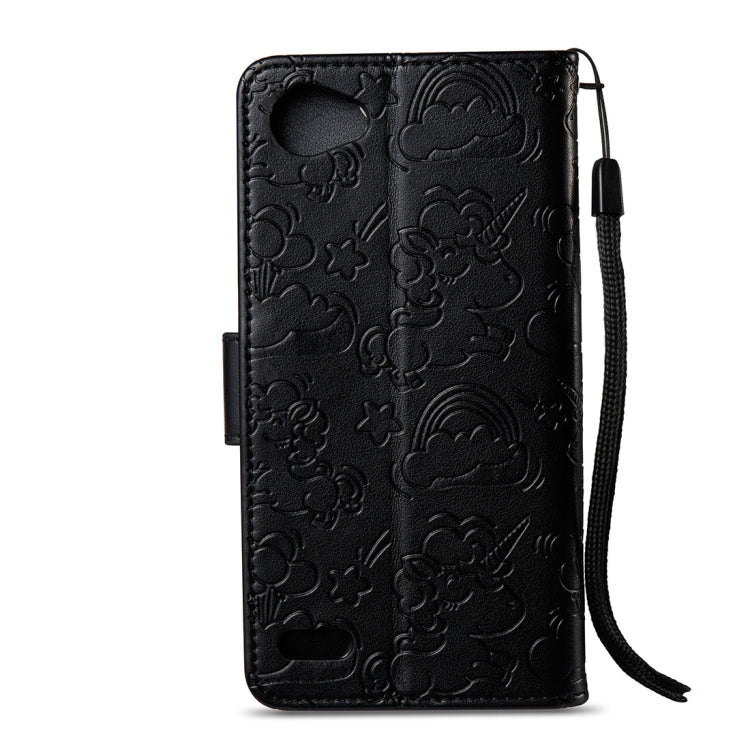 For LG Q6 Pressed Horse Cloud Print Horizontal Flip Leather Case with Holder & Card Slots & Wallet & Lanyard