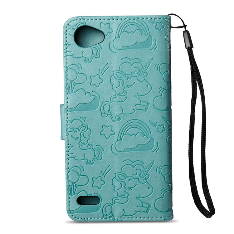 For LG Q6 Pressed Horse Cloud Print Horizontal Flip Leather Case with Holder & Card Slots & Wallet & Lanyard