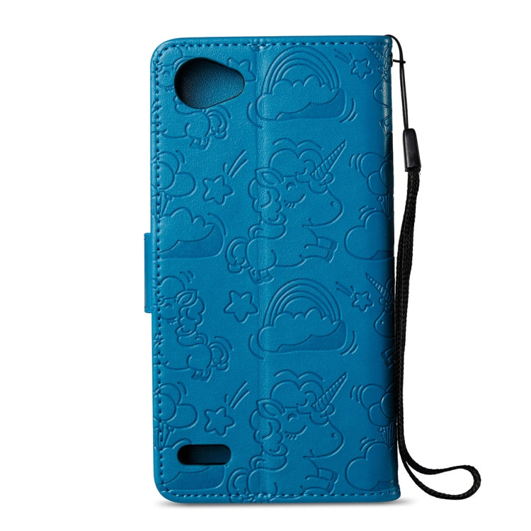 For LG Q6 Pressed Horse Cloud Print Horizontal Flip Leather Case with Holder & Card Slots & Wallet & Lanyard