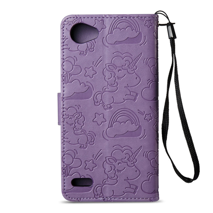 For LG Q6 Pressed Horse Cloud Print Horizontal Flip Leather Case with Holder & Card Slots & Wallet & Lanyard