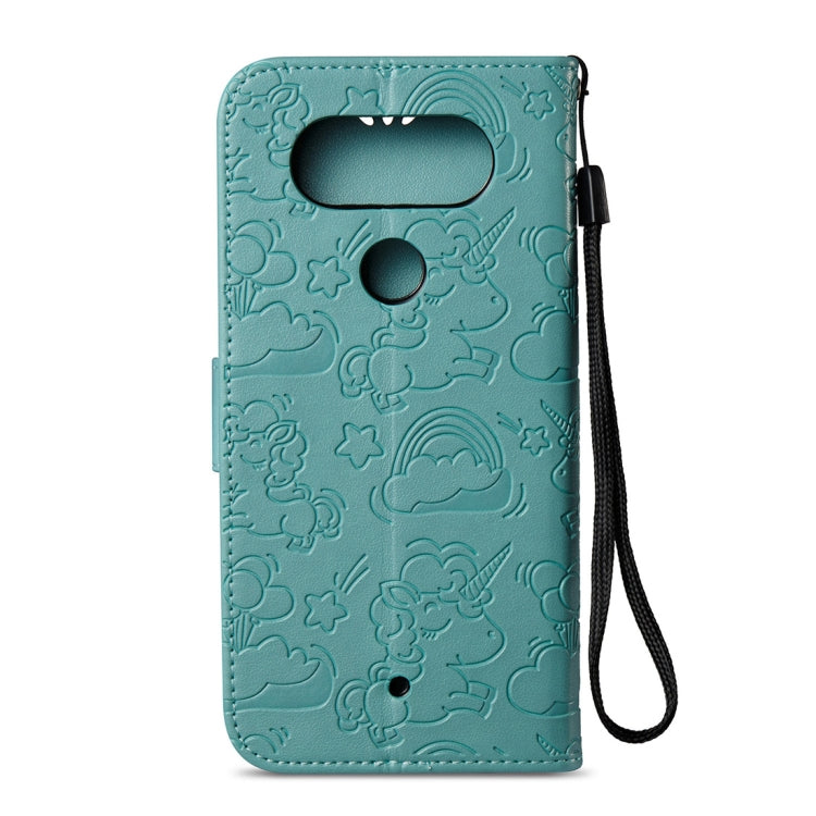 For LG Q8 Pressed Horse Cloud Print Horizontal Flip Leather Case with Holder & Card Slots & Wallet & Lanyard