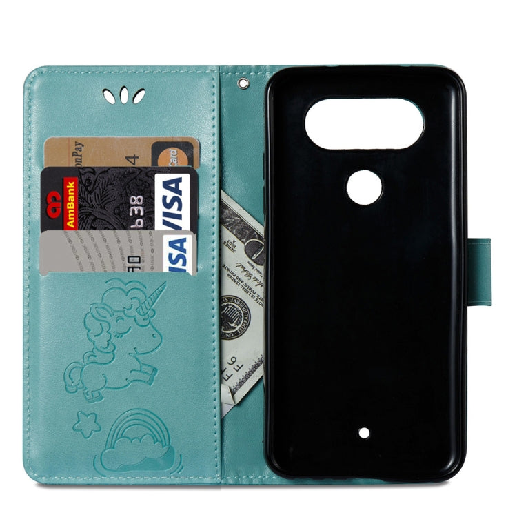 For LG Q8 Pressed Horse Cloud Print Horizontal Flip Leather Case with Holder & Card Slots & Wallet & Lanyard