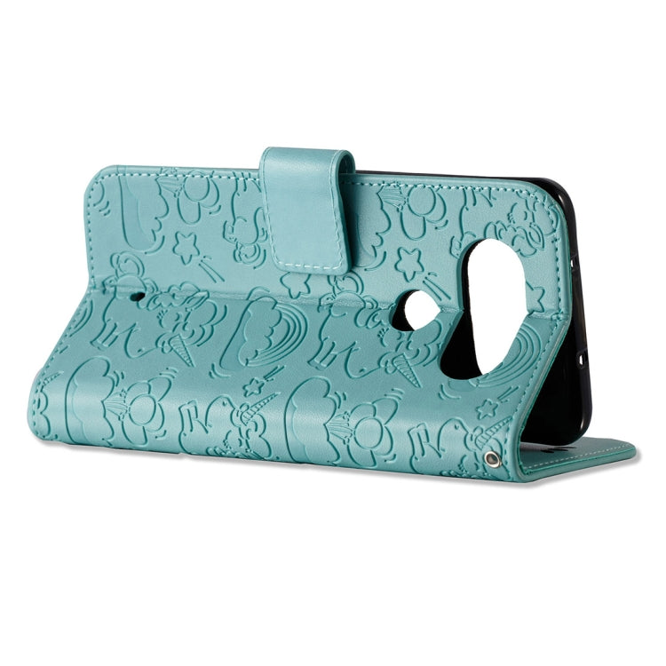 For LG Q8 Pressed Horse Cloud Print Horizontal Flip Leather Case with Holder & Card Slots & Wallet & Lanyard