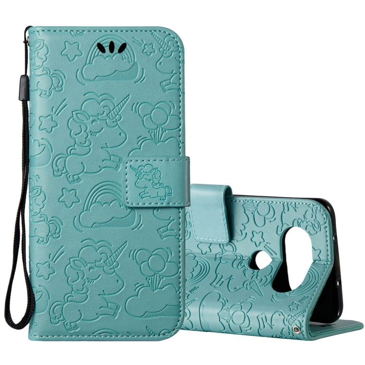 For LG Q8 Pressed Horse Cloud Print Horizontal Flip Leather Case with Holder & Card Slots & Wallet & Lanyard