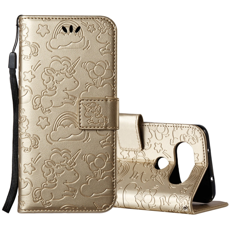 For LG Q8 Pressed Horse Cloud Print Horizontal Flip Leather Case with Holder & Card Slots & Wallet & Lanyard