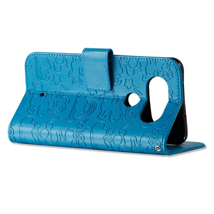 For LG Q8 Pressed Horse Cloud Print Horizontal Flip Leather Case with Holder & Card Slots & Wallet & Lanyard