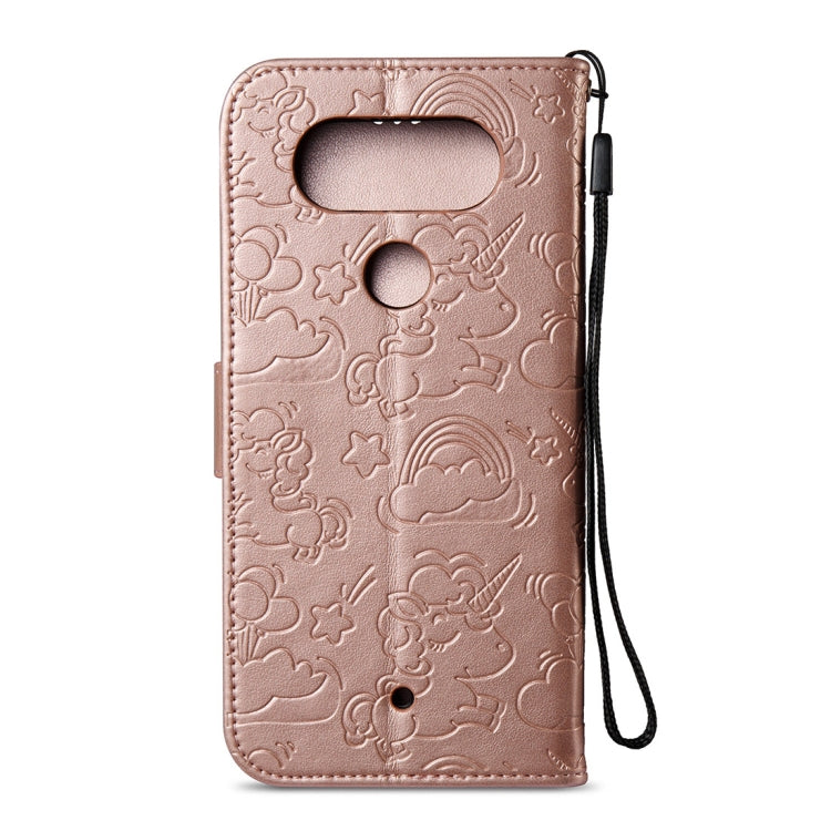 For LG Q8 Pressed Horse Cloud Print Horizontal Flip Leather Case with Holder & Card Slots & Wallet & Lanyard