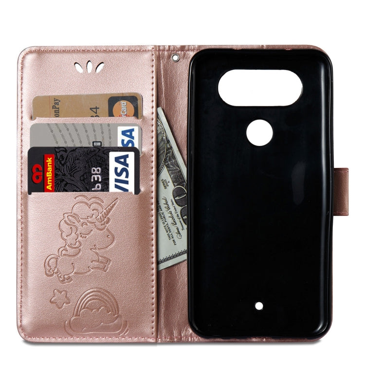 For LG Q8 Pressed Horse Cloud Print Horizontal Flip Leather Case with Holder & Card Slots & Wallet & Lanyard