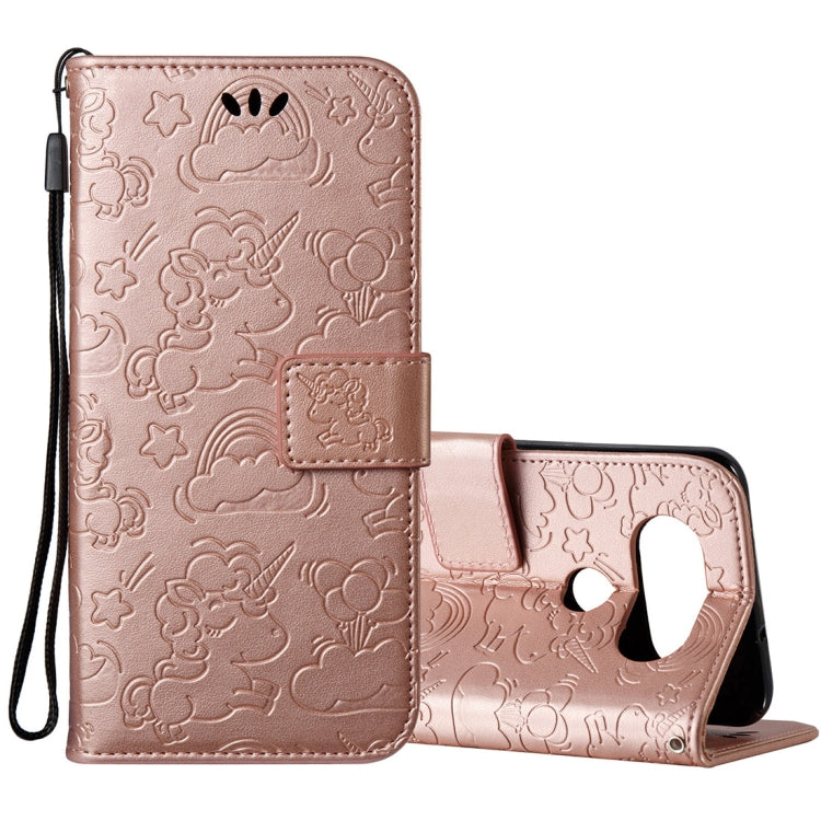 For LG Q8 Pressed Horse Cloud Print Horizontal Flip Leather Case with Holder & Card Slots & Wallet & Lanyard