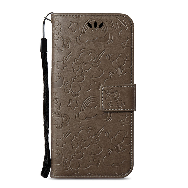 For LG Q8 Pressed Horse Cloud Print Horizontal Flip Leather Case with Holder & Card Slots & Wallet & Lanyard