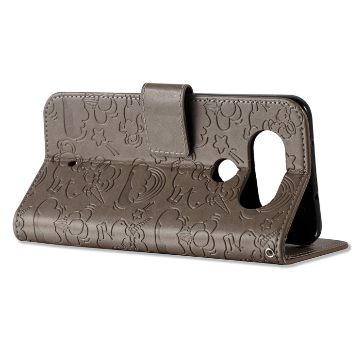 For LG Q8 Pressed Horse Cloud Print Horizontal Flip Leather Case with Holder & Card Slots & Wallet & Lanyard