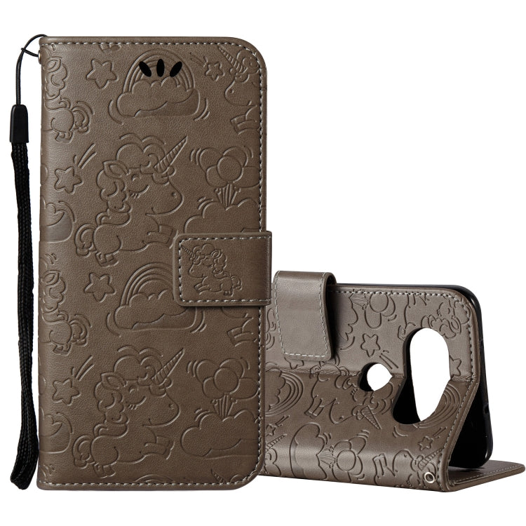 For LG Q8 Pressed Horse Cloud Print Horizontal Flip Leather Case with Holder & Card Slots & Wallet & Lanyard