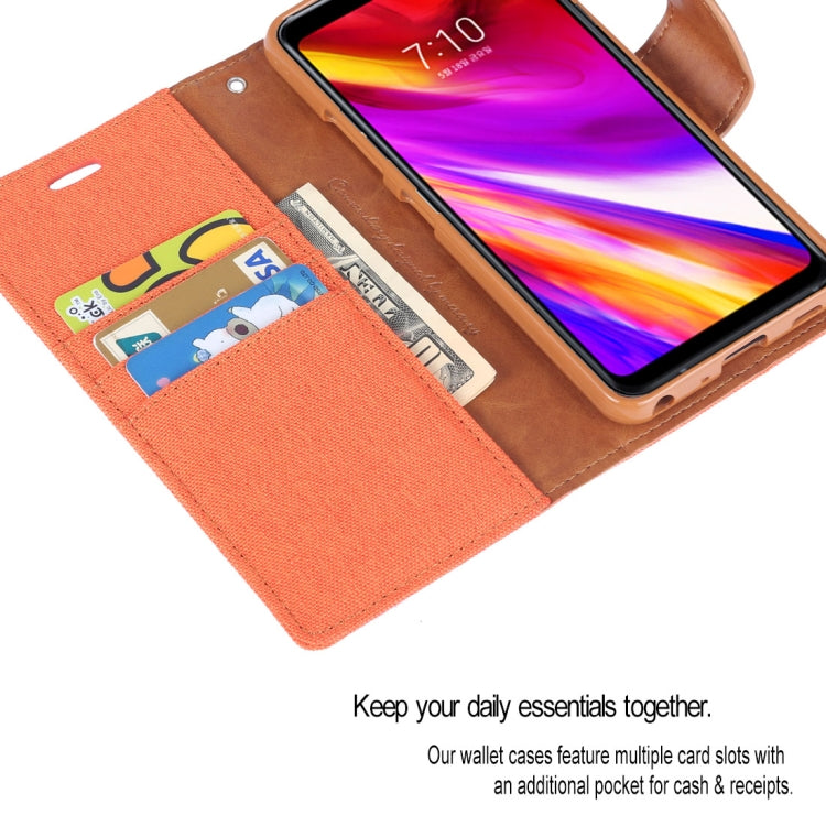 GOOSPERY CANVAS DIARY Canvas Texture Horizontal Flip Leather Case for LG G7 ThinQ, with Holder & Card Slots & Wallet