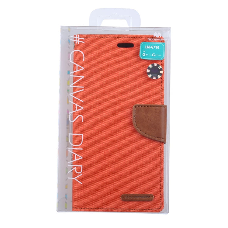 GOOSPERY CANVAS DIARY Canvas Texture Horizontal Flip Leather Case for LG G7 ThinQ, with Holder & Card Slots & Wallet