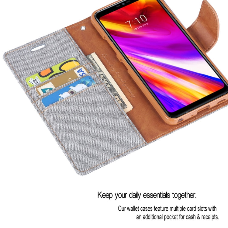GOOSPERY CANVAS DIARY Canvas Texture Horizontal Flip Leather Case for LG G7 ThinQ, with Holder & Card Slots & Wallet