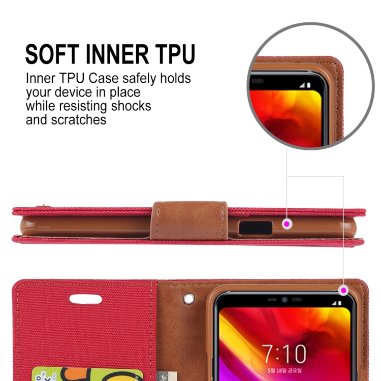 GOOSPERY CANVAS DIARY Canvas Texture Horizontal Flip Leather Case for LG G7 ThinQ, with Holder & Card Slots & Wallet