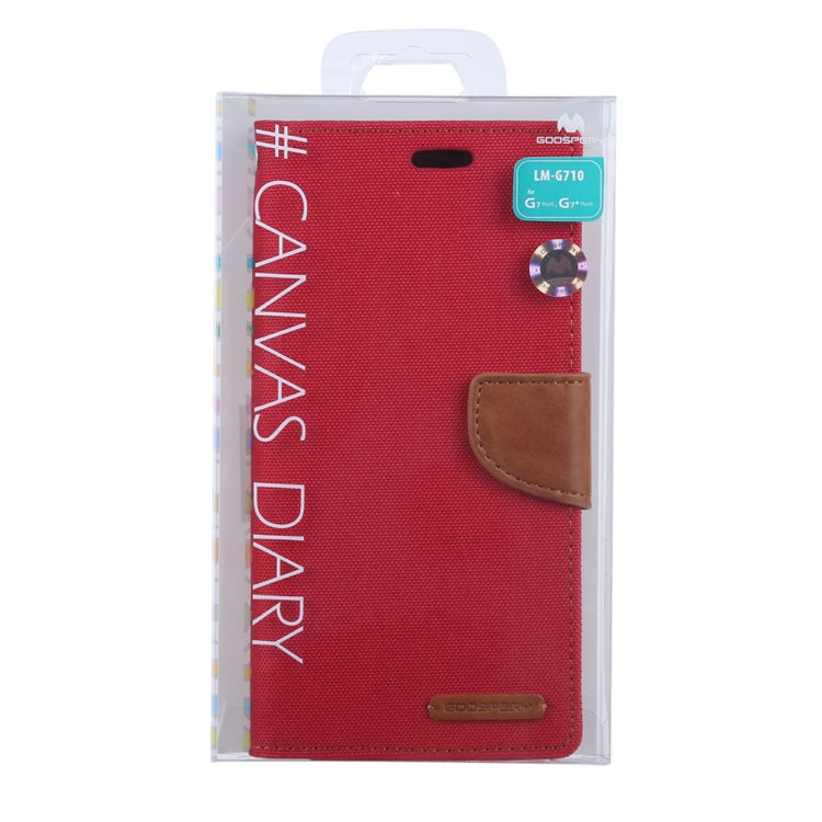 GOOSPERY CANVAS DIARY Canvas Texture Horizontal Flip Leather Case for LG G7 ThinQ, with Holder & Card Slots & Wallet