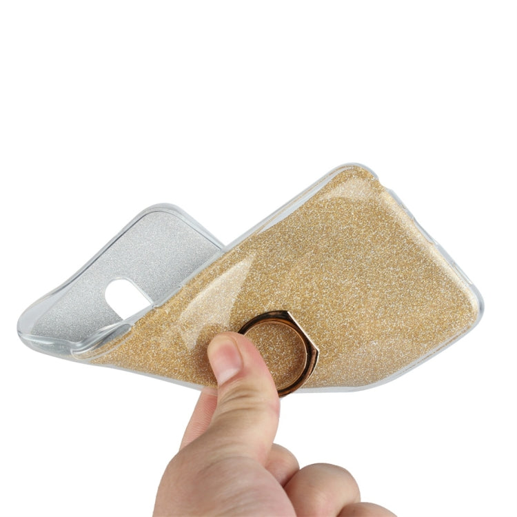 Glittery Powder Shockproof TPU Protective Case for LG K40, with 360 Degree Rotation Ring Holder