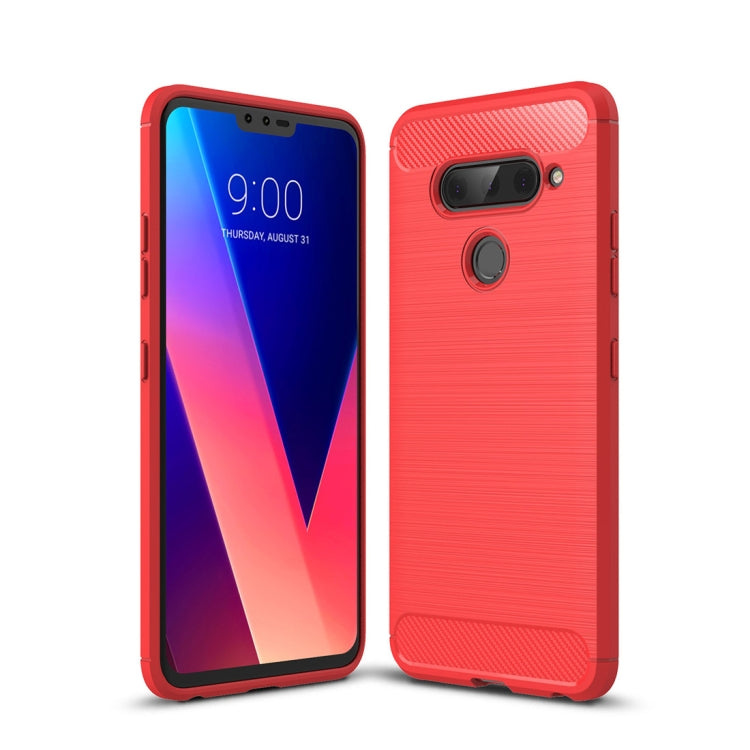 Brushed Texture Carbon Fiber Shockproof TPU Case for LG V40 ThinQ