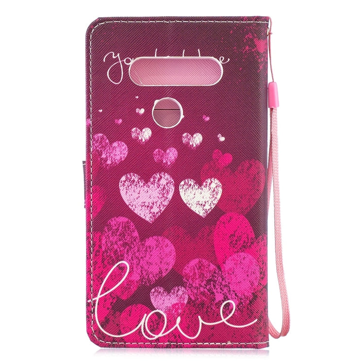 Letter Heart Pattern Horizontal Flip Leather Case for LG V40 ThinQ, with Holder & Card Slots & Wallet