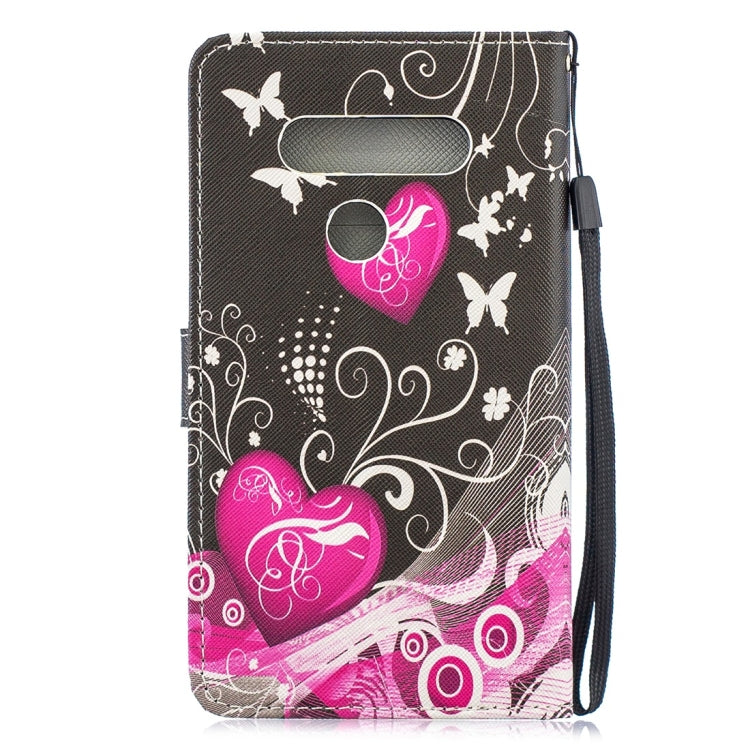 Little Peach Heart Pattern Horizontal Flip Leather Case for LG V40 ThinQ, with Holder & Card Slots & Wallet
