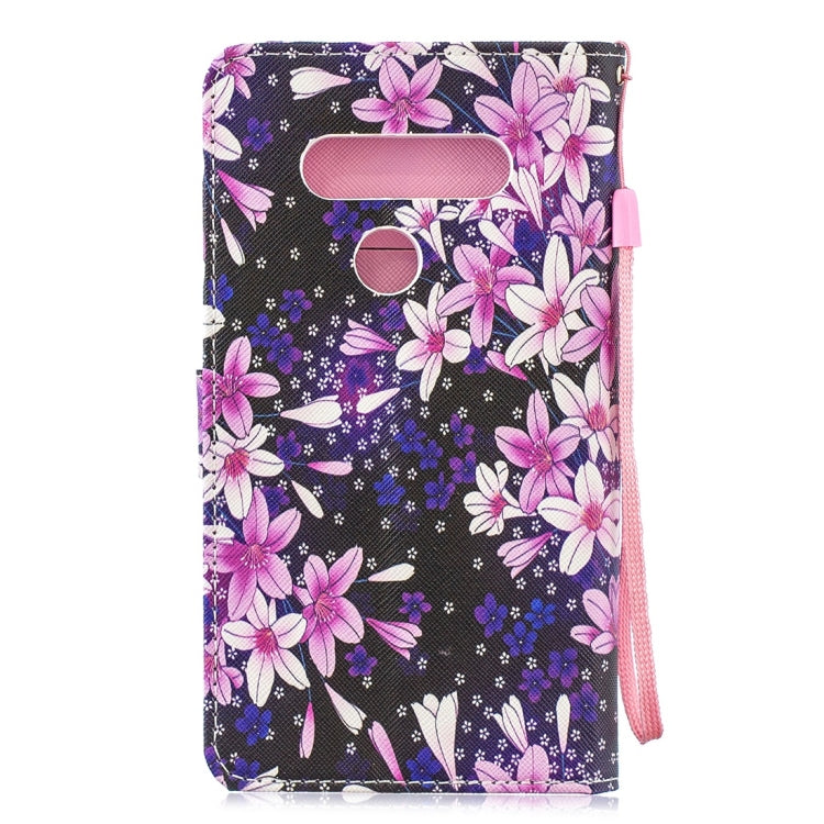 Lily Pattern Horizontal Flip Leather Case for LG V40 ThinQ, with Holder & Card Slots & Wallet