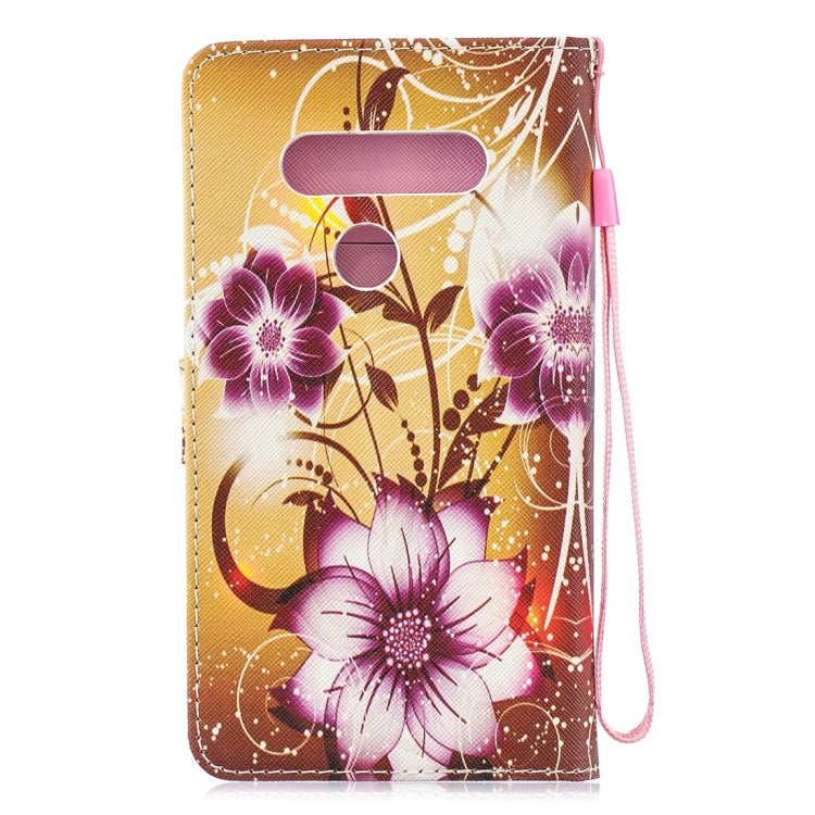 Lotus Pattern Horizontal Flip Leather Case for LG V40 ThinQ, with Holder & Card Slots & Wallet