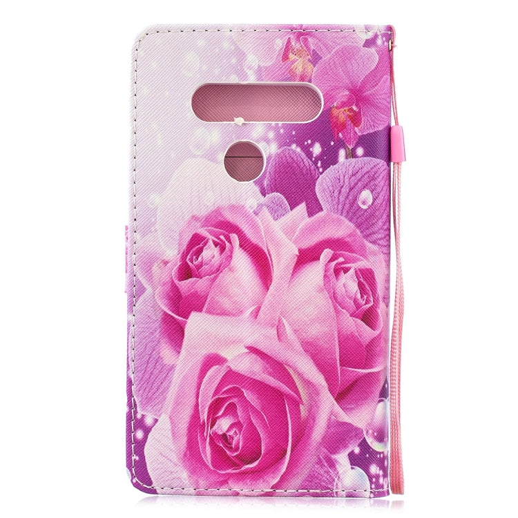 Rose Pattern Horizontal Flip Leather Case for LG V40 ThinQ, with Holder & Card Slots & Wallet