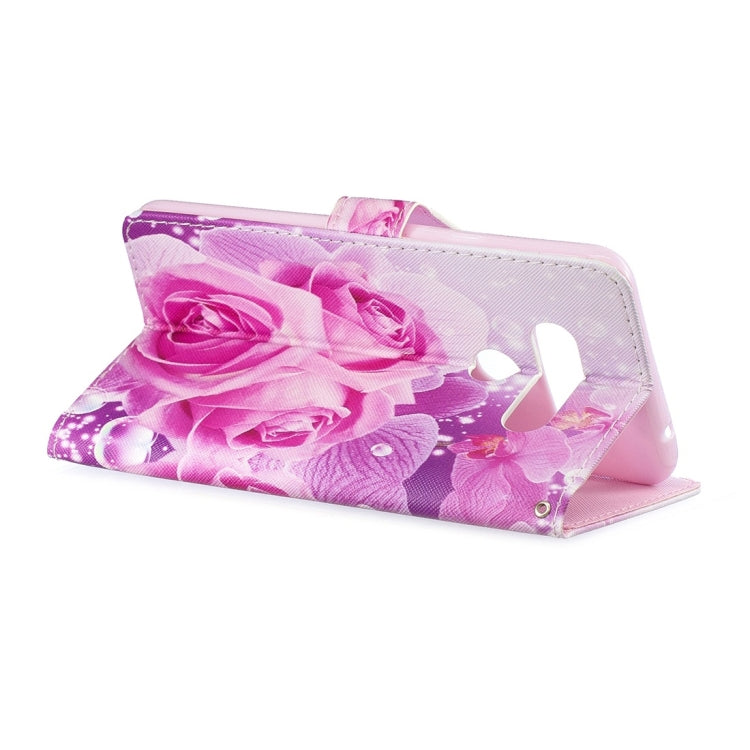 Rose Pattern Horizontal Flip Leather Case for LG V40 ThinQ, with Holder & Card Slots & Wallet