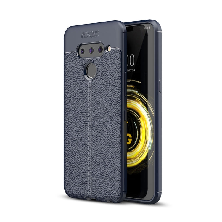 Litchi Texture TPU Shockproof Case for LG V50(Navy Blue)