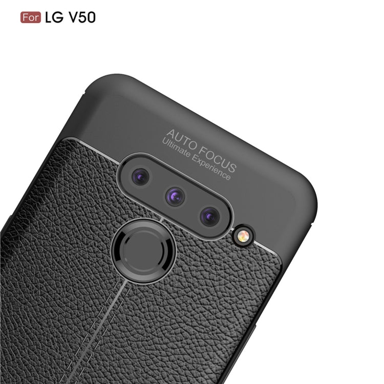 Litchi Texture TPU Shockproof Case for LG V50(Navy Blue)