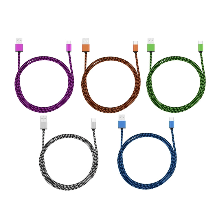 5 PCS 1m Wave Woven Style Metal Head USB 3.1 Type C to USB 2.0 Data / Charger Cable Kit