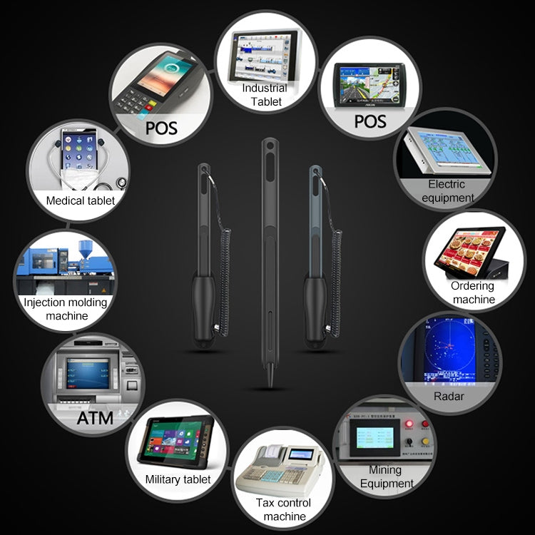 0319 Navigator Touch Stylus Metal Aluminum Tube Body Resistance Stylus with Fixed Slot Base & Spring Cable