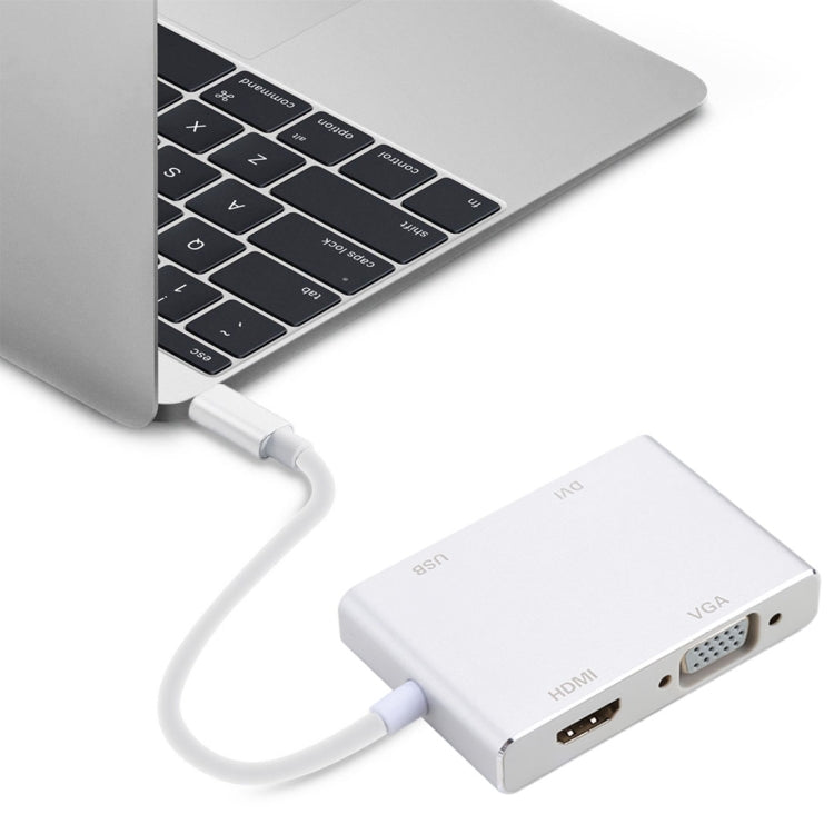 4 in 1 Hub USB-C / Type-C to VGA & DVI & HDMI & USB Adapter