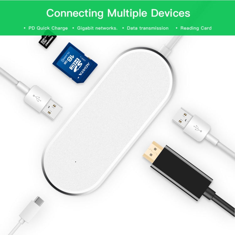6 in 1 Hub USB-C / Type-C to USB-C / Type-C & HDMI & SD & TF & 2 USB Adapter