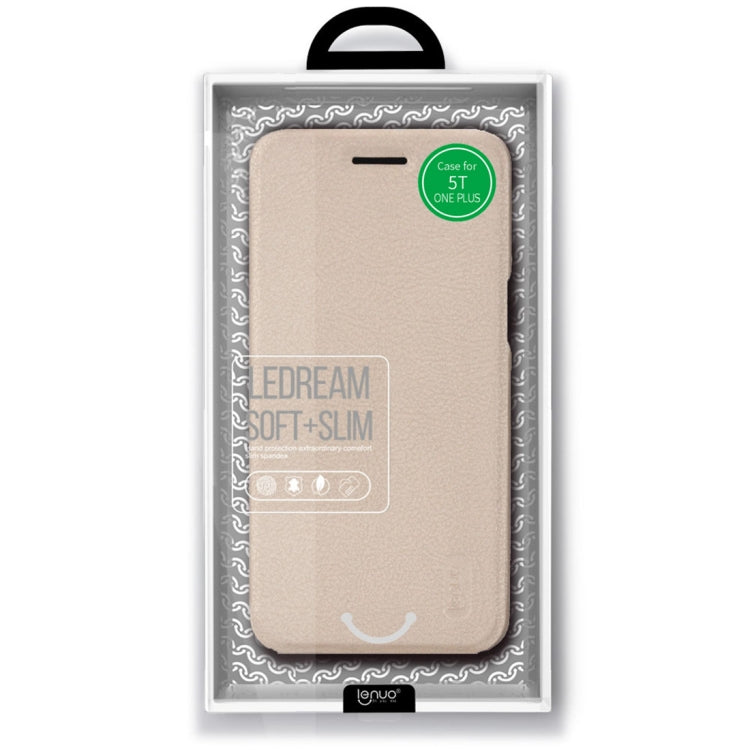 Lenuo Ledream Flip Series for OnePlus 5T PU + PC Horizontal Flip Leather Case with Card Slots