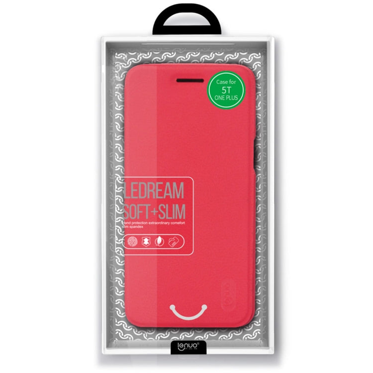 Lenuo Ledream Flip Series for OnePlus 5T PU + PC Horizontal Flip Leather Case with Card Slots