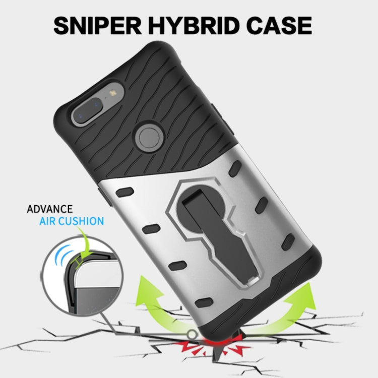For OnePlus 5T PC + TPU Dropproof Sniper Hybrid Protective Back Cover Case with 360 Degree Rotation Holder