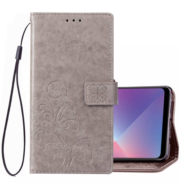 Lucky Clover Pressed Flowers Pattern Leather Case for OPPO A5, with Holder & Card Slots & Wallet & Hand Strap