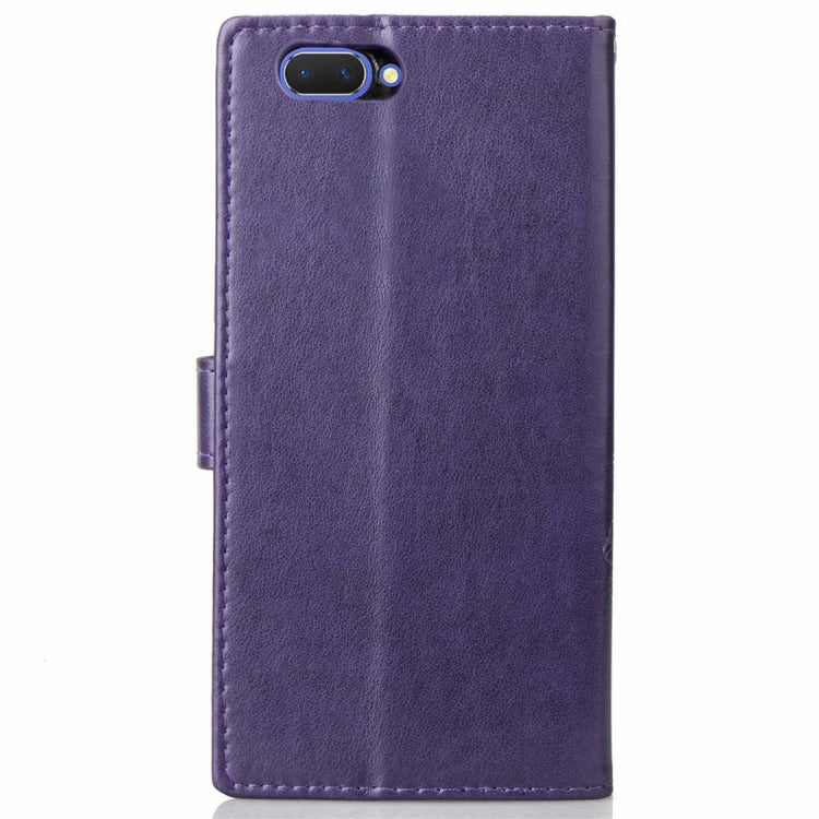 Lucky Clover Pressed Flowers Pattern Leather Case for OPPO A5, with Holder & Card Slots & Wallet & Hand Strap