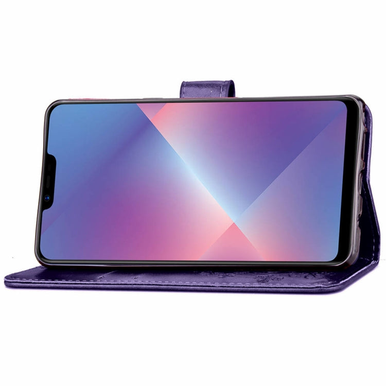 Lucky Clover Pressed Flowers Pattern Leather Case for OPPO A5, with Holder & Card Slots & Wallet & Hand Strap